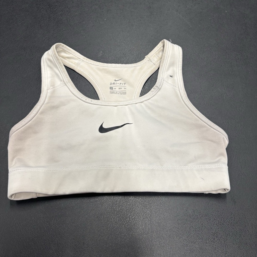 Nike Women's Sports Bra Dri-Fit White‎ Size XS Gym Workout Athletic Racerback